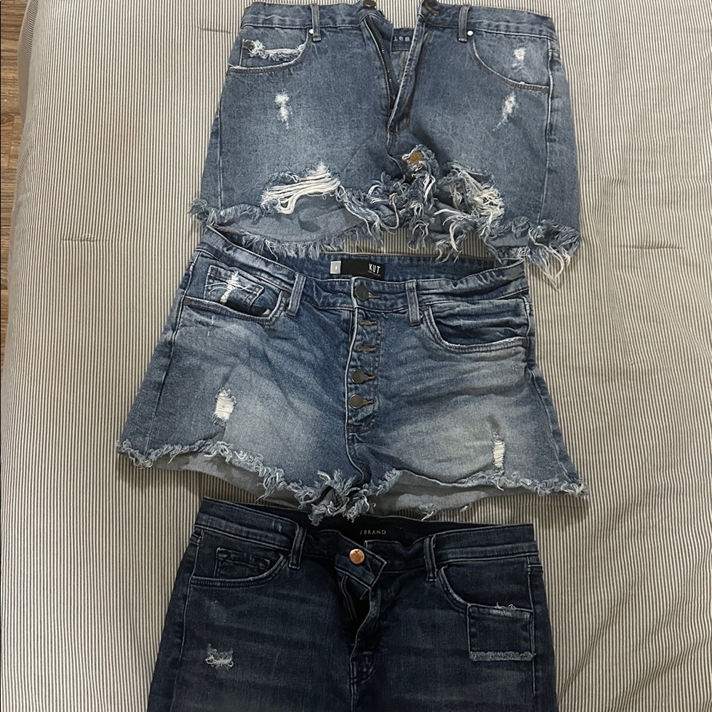 J Brand Distressed Blue Jean Shorts Trio